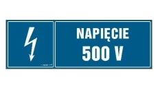 ZNAK - HI002 Napięcie 500 V 30 x 10 cm PN - Płyta 1mm