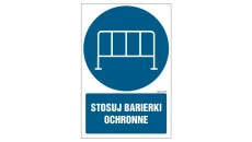 ZNAK - GL040 Stosuj barierki ochronne - arkusz 9 naklejek 5 x 7,5 cm FS - Folia samoprzylepna foto.
