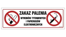 ZNAK - NC089 Zakaz palenia wyrobów tytoniowych i papierosów elektronicznych 90 x 30 cm FN - Folia samoprzylepna