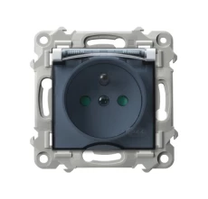 SZAFIR Gniazdo bryzgoszczelne z uziemieniem IP-44 z przesłonami torów prądowych wieczko przezroczyste biały GPH-1ZZP/m/00/d