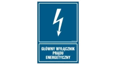 ZNAK - HG015 Główny wyłącznik energetyczny prądu 25 x 37,5 cm PN - Płyta 1mm