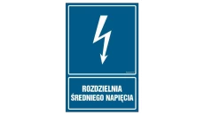 ZNAK - HG034 Rozdzielnia średniego napięcia - arkusz 9 naklejek 5 x 7,5 cm FN - Folia samoprzylepna