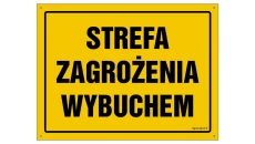 ZNAK - OA160 Strefa zagrozenia wybuchem 45 x 32 cm BN - Płyta żółta 0,6mm