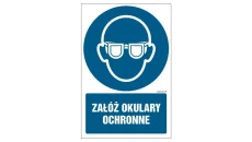 ZNAK - GL051 Załóż okulary ochronne - opakowanie 10 sztuk 5 x 7,5 cm KS - Folia podłogowa foto.