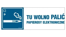 ZNAK - NC098 Tu wolno palić papierosy elektroniczne 60 x 20 cm FN - Folia samoprzylepna