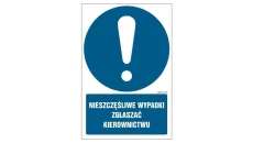ZNAK - GL002 Nieszczęśliwe wypadki zgłaszać kierownictwu 35 x 52,5 cm KS - Folia podłogowa foto.
