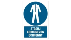 ZNAK - GL020 Stosuj kombinezon ochronny 50 x 75 cm FN - Folia samoprzylepna