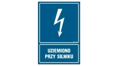 ZNAK - HG046 Uziemiono przy silniku 25 x 37,5 cm PN - Płyta 1mm