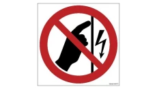 ZNAK - GB031 Nie dotykać urządzenie pod napięciem 35 x 35 cm FN - Folia samoprzylepna