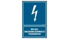 ZNAK - HG041 Miejsce zakładania uziemiaczy przenośnych 25 x 37,5 cm PN - Płyta 1mm