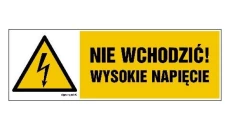 ZNAK - HB024 Nie wchodzić wysokie napięcie 30 x 10 cm PN - Płyta 1mm