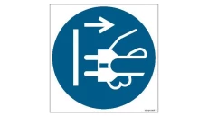 ZNAK - GJ006 Nakaz odłączenia urządzenia od sieci elektrycznej 25 x 25 cm KS - Folia podłogowa foto.