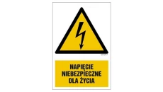 ZNAK - HA002 Napięcie niebezpieczne dla życia 70 x 105 cm FN - Folia samoprzylepna