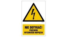 ZNAK - HA021 Nie dotykać przewód wysokiego napięcia 15 x 22,5 cm FN - Folia samoprzylepna