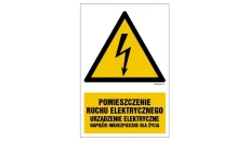 ZNAK - HA028 Pomieszczenie ruchu elektrycznego urządzenie elektryczne napięcie niebezpieczne dla życia 30 x 45 cm PN - Płyta 1mm
