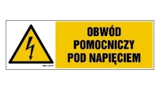 ZNAK - HB010 Obwód pomocniczy pod napięciem 15 x 5 cm FN - Folia samoprzylepna