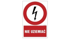 ZNAK - HC009 Nie uziemiać 7,5 x 10 cm PN - Płyta 1mm
