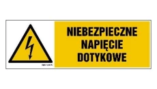 ZNAK - HB014 Niebezpieczne napięcie krokowe 45 x 15 cm PN - Płyta 1mm