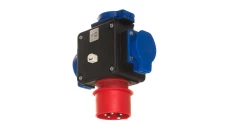 Rozdzielacz siłowy 20P3165, wtyk zasilający 3P+N+Z 400V 16A, 6h, 3 gniazda 2P+Z 230V 16A