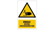 ZNAK - GF045 Uwaga ryzyko zakleszczenia rąk - opakowanie 10 sztuk 5 x 7,5 cm KS - Folia podłogowa foto.