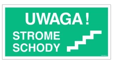 ZNAK - AC024 Uwaga! Strome schody prawostronne 20 x 10 cm TS - Płyta TD foto.