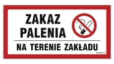 ZNAK - NC009 Zakaz palenia na terenie obiektu 60 x 30 cm PN - Płyta 1mm