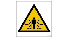 ZNAK - GE005 Ostrzeżenie przed zgnieceniem bocznym 20 x 20 cm FN - Folia samoprzylepna