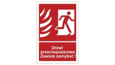 ZNAK - BC054 Drzwi przeciwpożarowe. Zawsze zamykać! prawostronne - arkusz 9 naklejek 5 x 7,4 cm FS - Folia samoprzylepna foto.