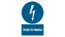 ZNAK - HE009 Tylko tu pracuj - arkusz 9 naklejek 5 x 7,5 cm FN - Folia samoprzylepna