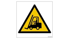 ZNAK - GD014 Ostrzeżenie przed urządzeniami do transportu poziomego 20 x 20 cm TS - Płyta TD foto.