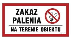 ZNAK - NC008 Zakaz palenia na terenie obiektu 40 x 20 cm FN - Folia samoprzylepna