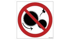 ZNAK - GB004 Zakaz smarowania urządzeń w ruchu - arkusz 12 naklejek 5 x 5 cm FS - Folia samoprzylepna foto.