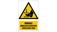 ZNAK - GF065 Uwaga! Niebezpieczeństwo zgniecenia nogi 30 x 45 cm PN - Płyta 1mm