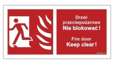 ZNAK - BC050 Drzwi przeciwpożarowe, Nie blokować ! Fire door, Keep clear ! lewostronne 80 x 40 cm KN - Folia podłogowa