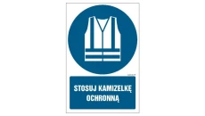 ZNAK - GL032 Stosuj kamizelkę ochronną 15 x 22,5 cm KS - Folia podłogowa foto.