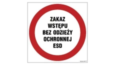 ZNAK - GB041 Zakaz wstępu bez odzieży ochronnej ESD 10 x 10 cm KN - Folia podłogowa