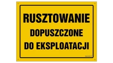 ZNAK - OA181 Rusztowanie dopuszczone do eksploatacji 60 x 43 cm BN - Płyta żółta 0,6mm