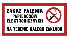 ZNAK - NC092 Zakaz palenia papierosów elektronicznych na terenie całego zakładu 20 x 10 cm PN - Płyta 1mm