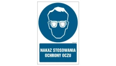 ZNAK - GL042 Nakaz stosowania ochrony oczu 35 x 52,5 cm FN - Folia samoprzylepna