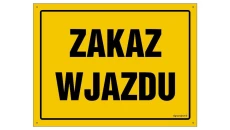 ZNAK - OA125 Zakaz wjazdu 35 x 25 cm BN - Płyta żółta 0,6mm