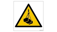 ZNAK - GD015 Ostrzeżenie przed wiszącym ciężarem (wiszącymi przedmiotami) 35 x 35 cm PS - Płyta 1mm foto.