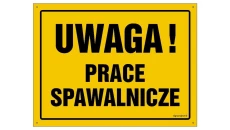 ZNAK - OA041 Uwaga! Przebywanie w zasięgu maszyny zabronione 80 x 57 cm BN - Płyta żółta 0,6mm