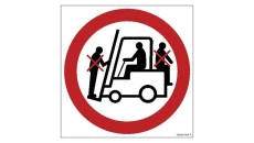 ZNAK - GB002 Zakaz przewozu osób na urządzeniach transportowych 35 x 35 cm KS - Folia podłogowa foto.