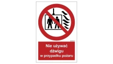 ZNAK - BB020 Nie używać dźwigu w przypadku pożaru 15 x 22,2 cm PS - Płyta 1mm foto.