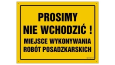 ZNAK - OA013 Uwaga! Świeżo malowane 80 x 57 cm BN - Płyta żółta 0,6mm