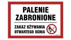 ZNAK - NC010 Palenie zabronione - zakaz używania otwartego ognia 45 x 30 cm FN - Folia samoprzylepna