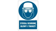ZNAK - GL019 Stosuj ochronę głowy i twarzy 30 x 45 cm KN - Folia podłogowa