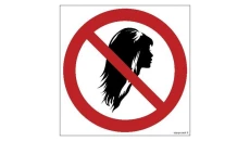 ZNAK - GB051 Zakaz noszenia rozpuszczonych włosów 10 x 10 cm FS - Folia samoprzylepna foto.