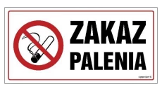 ZNAK - NC138 Zakaz palenia 30 x 15 cm FN - Folia samoprzylepna