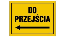 ZNAK - OA093 Kierunek do przejścia - w lewo 35 x 25 cm BN - Płyta żółta 0,6mm
